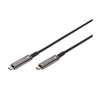 DIGITUS - Câble USB - USB-C (M) pour USB-C (M) - DisplayPort 1.2 - 15 m - Active Optical Cable (AOC), support pour 4K60Hz, prise en charge de 1920 x 1080 à 120 Hz, prise en charge du mode DP Alt - noi
