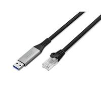 DIGITUS Câble USB vers Ethernet - Type-A vers RJ45 - USB-A 3.2 Gen1 - 1 Gbit/s - 3 m - LSZH - CAT 6A S/FTP - AWG 26 - Plug & Play - Noir