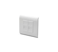 DIGITUS Cadre + 2x cache - 2 ports - Sortie droite - Disposition française - pour modules Keystone - Blanc