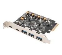 Digitus Carte IO PCIe - USB 3.1 Gen 2 2x USB-C 3x USB-A jusqu'à 10 Gbps Plug & Play