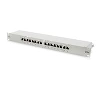 DIGITUS Panneau de brassage - 19 pouces - Cat-5e - 16 ports RJ45 - Blindé - Panneau de brassage LSA - Montage en rack 1U - Gris
