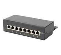 Desktop CAT 6 Patch Panel, shielded Class E, 8-port RJ45, 8P8C, LSA, black, 482x44x109