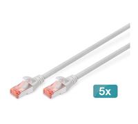 DIGITUS Câble LAN Cat 6-20m - 5 pièces - RJ45 Câble réseau - S/FTP Blindé - Compatible Cat 6A & Cat 7 - Gris