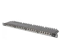 DIGITUS Panneau de Brassage (Patch Panel) - 19 Pouces - Cat-6A - 24 Ports RJ45 - Blindé - Panneau de Brassage LSA - Montage en Rack 0.5U - Noir