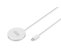 DIGITUS Chargeur sans Fil pour Smartphones - Puissance de Sortie 15W - Compatible MagSafe - Charge inductive, Charge sans Fil - câble de Connexion USB-C 1m - Blanc