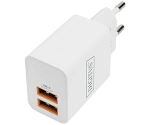 DIGITUS Chargeur Universel 15,5 W - 2 Ports USB-A - Adaptateur Secteur pour iPhone, iPad, Samsung Galaxy, Pixel, Xiaomi, Motorola, Huawei, Sony, LG, HTC - Blanc