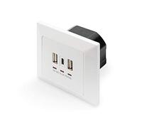 DIGITUS Chargeur USB encastré - 3 prises (2x USB-A & 1x USB-C) - 5V / 3.1A Total - 250V 50Hz - Blanc