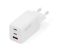 DIGITUS Chargeur USB GaN II - 2X USB-C et Type-A - 3 Ports - jusqu'à 67 W - Chargeur Rapide - Convient aux téléphones Portables, tablettes, Montres connectées et écouteurs Bluetooth - Blanc