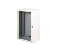 DIGITUS Coffret Mural 19" Soho-Line, 20U, Gris Clair | Profondeur utile 370 mm - Montage mural - Capacité de charge 100 kg - Porte en verre de sécurité - Indice de protection IP20