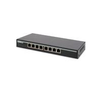 DIGITUS Commutateur réseau PoE - 8 ports - Gigabit Ethernet - non administré - 8x ports RJ45 - budget PoE 135W - 10/100/1000 Mbit/s - noir