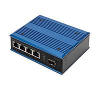 DIGITUS commutateur de réseau - 5 Ports Gigabit Ethernet - 4X RJ45 + 1x Port SFP - Non géré - 10/100/1000 Mbit/s - Rail DIN et Montage Mural - IP40 - série Industrielle - Bleu