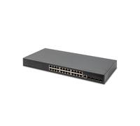 Digitus Commutateur Géré L3 DN-80223 : 24x Gigabit RJ45 + 4x SFP+ 10G Uplink, QoS, VLAN, STP/RSTP, Management Web/Console/Telnet/SSH, 19"