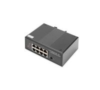 Digitus Commutateur industriel DN-651113 8x RJ45 Gigabit PoE – 1x alim – rail DIN noir