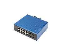 Digitus Commutateur Industriel DN-651153 : 8 ports Gigabit Ethernet PoE RJ45, 4 ports Gigabit SFP, Alimentation Redondante 48-57V DC, IP40, -40°C à 80°C
