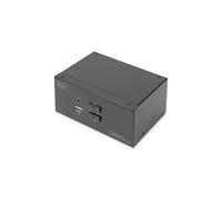 Digitus Commutateur KVM 2 Ports Double Affichage 4K DisplayPort (DS-12862) - USB, Audio, Résolution max 3840x2160, Boîtier Métal, Alimentation DC 9V