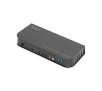 Digitus Commutateur KVM 2 Ports HDMI 4K 60Hz, USB 3.0, Audio 3.5mm, Télécommande, Compatible Windows/Linux/macOS, Référence DS-12874