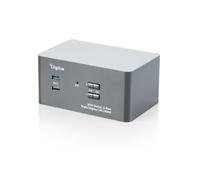 DIGITUS Commutateur KVM HDMI - 2 PC, 3 écrans - 4K 60 Hz - Triple Affichage | 2 ports USB 3.0 - 2 ports USB 2.0 pour souris et clavier - Hotkey - 4 entrées DP et 2 entrées HDMI - audio