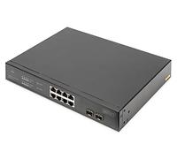 DIGITUS Commutateur réseau 10 ports Gigabit Ethernet PoE - 8x RJ45 - 2x SFP-Uplink - 19 pouces - commutateur réseau - budget PoE de 150W - 10/100/1000 Mbps