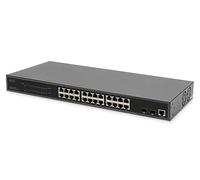 DIGITUS commutateur réseau 27 ports Managed Gigabit PoE - 24 ports RJ45 - 2 ports SFP - 1 port console - 450W budget PoE - caractéristiques L2 - 19 pouces - 10/100/1000 Mbps - noir