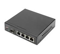 DIGITUS Commutateur réseau - 5 ports - Gigabit Ethernet - non administré - 4x ports RJ45 - 1x liaisons montantes SFP - 10/100/1000 Mbit/s - VLAN - noir