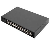 DIGITUS Commutateur réseau Fast Ethernet PoE 26 ports - 24x 100 Mbps RJ45 + 1x Gbps RJ45 combiné + 1x port SFP - 19 pouces - 185W PoE budget - 10/100 Mbps