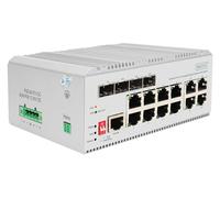 DIGITUS Commutateur réseau PoE - 12 Ports Gigabit Ethernet - 8X RJ45 + 4X SFP/RJ45 Combo - L2 administrable - 10/100/1000 Mbit/s - Montage sur Rail DIN - série Industrielle - Blanc