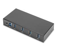 DIGITUS Concentrateur USB - 4 Ports - 4X USB-A - USB 3.0-5 Gbit/s - USB SuperSpeed - Protection ESD 15 KV - Montage sur Rail DIN - Série Industrielle - Noir