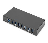 DIGITUS Concentrateur USB - 7 Ports - 7X USB-A - USB 3.0-5 Gbit/s - USB SuperSpeed - Protection ESD 15 KV - Montage sur Rail - Série Industrielle - Noir