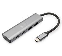 DIGITUS Concentrateur USB-C - 4 Ports - USB 3.1 Gen 2-2X USB A + 2X USB-C - jusqu'à 10 Gbit/s - Plug & Play - boîtier Aluminium - Gris foncé