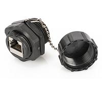 DIGITUS Connecteur industriel Cat-6 Blindé - 2x RJ45 femelles - IP67 Etanche à la poussière - 250 MHz 1GBase-T Classe-E - Câble réseau Connecteur Câble Ethernet Câble patch Câble LAN - Noir