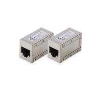 DIGITUS Connecteur RJ45 Cat 6 - 2 pièces - Rallonge de câble Lan - Connecteur de câble réseau Cat6 - Compatible PoE - Connecteur modulaire - Pour Switch, DSL, Modem, Routeur, PC - Argenté