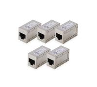 DIGITUS Connecteur RJ45 Cat 6 - 5 pièces - Rallonge de câble Lan - Connecteur de câble réseau Cat6 - Compatible PoE - Connecteur modulaire - Pour Switch, DSL, Modem, Routeur, PC - Argenté
