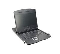 Modularized 48,3cm (19") TFT console with 16 port CAT 5 KVM, US keyboard, black (RAL 9005)