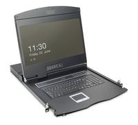 Digitus Console modulaire avec écran TFT de 19 po (48,3 cm), 16 ports Cat.5 clavier-vidéo-souris et pavé tactile, clavier allemand
