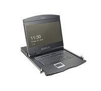 DIGITUS Console modulaire avec écran TFT de 19 po (48,3 cm), 8 ports clavier-vidéo-souris et pavé tactile, clavier allemand
