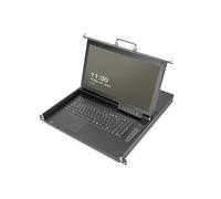 DIGITUS Console modulaire avec écran TFT HD 17 Pouces (43,2 cm), 1 Port VGA et Port KVM, touchpad, Disposition du Clavier Allemand