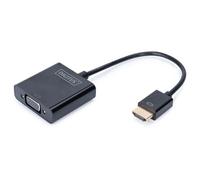 Digitus Adaptateur HDMI vers VGA DA-70461 – 1x HDMI mâle, 1x VGA femelle, Jack 3,5 mm, noir 10 cm