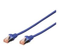 Digitus DK-1644-005/B RJ45 Câble réseau, câble patch CAT 6 S/FTP 0.50 m bleu sans halogène, torsadé par paire, avec cliquet