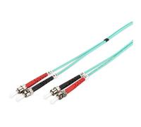 DIGITUS DK-2511-03/3 - Câble À Fibre Optique OM3 - 3 m - ST à ST - Câble Fibre Optique Duplex - 1/10/40/100 Gbit/s - MM Multimode LAN - Type De Fibre : 50/125 - Turquoise (Aqua)