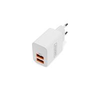 Digitus DA-10061 : Chargeur USB 2 Ports USB-A 5V/3.1A (15.5W) avec Protections Surtension, Surchauffe et Court-Circuit - Blanc, Type C