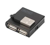 DIGITUS DA-70217 - Hub USB - 4-Port USB 2.0 Typ A - Transfert de données jusqu'à 480 Mbit/s - Design Compact & léger - Plug-and-Play - Compatible avec PC, Notebook & Mac - Noir
