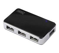 DIGITUS DA-70220 - Hub USB - 4-Port USB 2.0 Typ A - Transfert de données jusqu'à 480 Mbit/s - Design compact & léger - Plug-and-Play - Compatible avec PC, Notebook & Mac - Noir