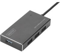 Digitus Hub USB DA-70240-1 4 ports USB-A USB 3.0 5 Gbit/s boîtier en aluminium noir