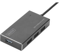 Digitus Hub USB DA-70240-1 4 ports USB-A USB 3.0 5 Gbit/s boîtier en aluminium noir