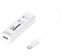 Digitus Hub USB DA-70243 – 3x USB-A, SD/microSD, USB-C mâle, 480 MBit/s, boîtier aluminium