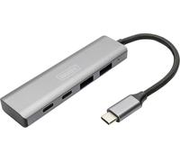 DIGITUS DA-70245 - Hub USB - 4-Port USB 3.2 Gen 2 Hub Type C - Transfert de données Superspeed+ jusqu'à 10 Gbit/s - Compact & Portable - Plug-and-Play - pour PC, Notebook & Mac - Gris foncé