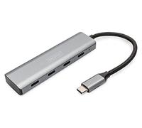DIGITUS DA-70246 - Hub USB - 4-Port USB 3.2 Gen 1 Hub Type C - Transfert de données Super Rapide jusqu'à 5 Gbit/s - Compact & Portable - Plug-and-Play - pour PC, Notebook & Mac - Gris foncé