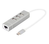 Digitus Hub USB Type-C 3 ports + Ethernet rapide RJ45 3x USB A (USB 2.0) Chipset FE1.1S/RTL8152B