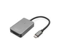 Digitus DA-70333 Lecteur Carte Mémoire USB-C 2.0 2 Slots SD/SDHC/SDXC/MicroSD UHS-II 300 Mbit/s Boîtier Aluminium Gris