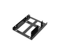 Digitus DA-70434 : Cadre de Montage Interne Métal Noir pour 2 HDD/SSD 2.5" en Baie 3.5", Kit Câbles SATA & Alimentation Y Inclus, 115x101x23mm